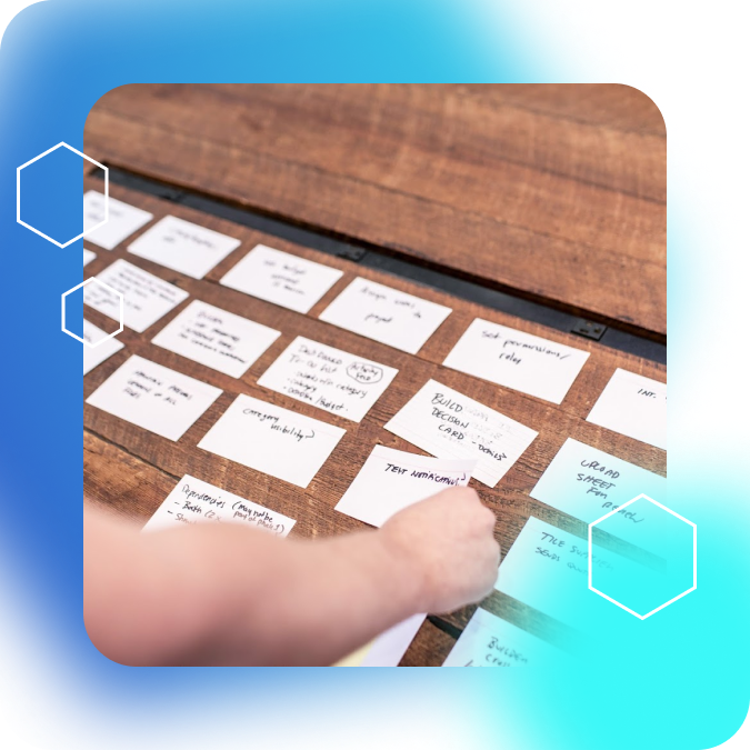 a series of note cards used to plan a project